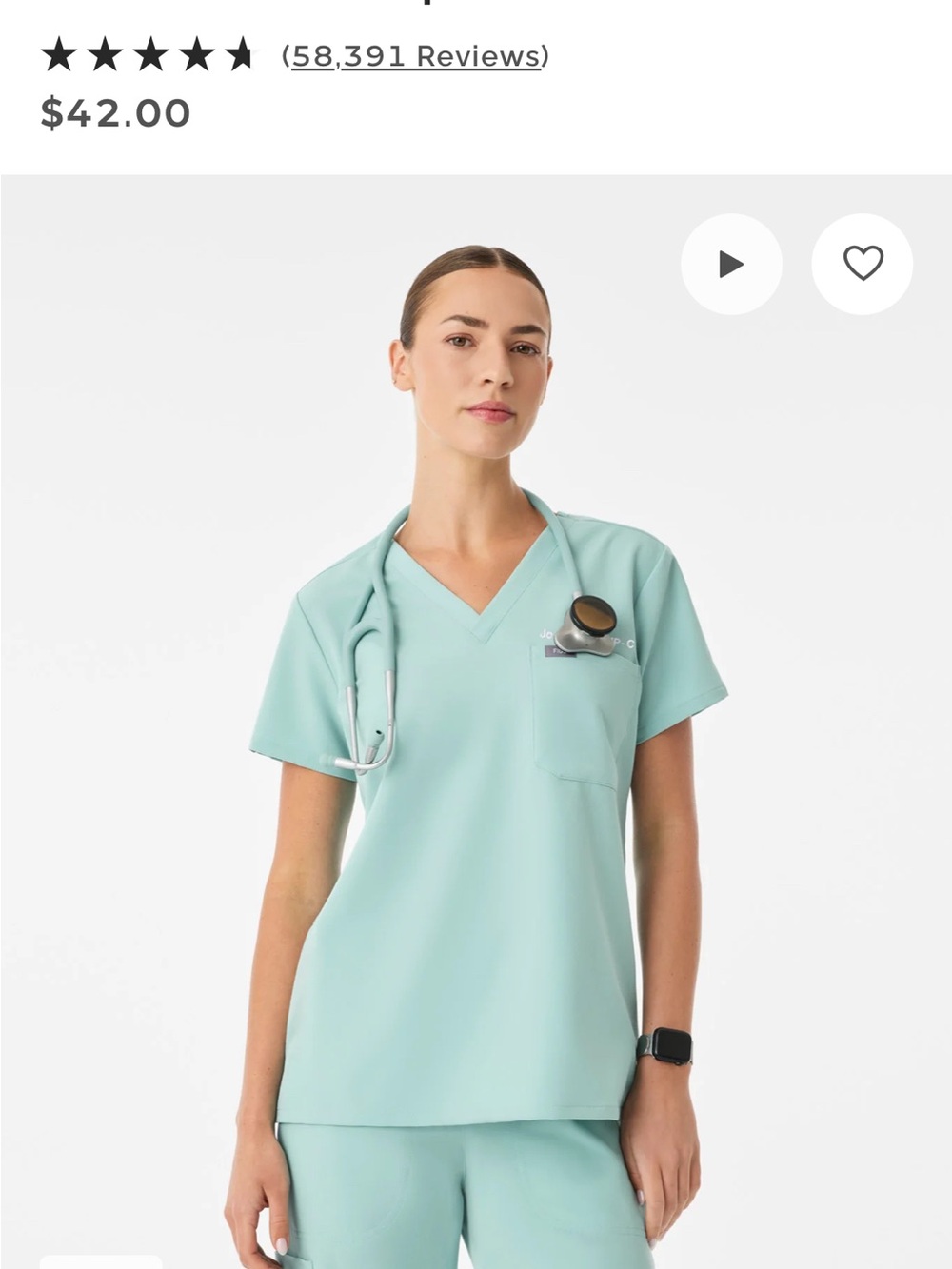 FIGS Womenβs Mint V-Neck Short Sleeve Medical Top